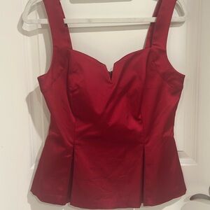 NWT, White House Black Market Chic Red Satin Peplum Top